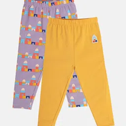 MINI KLUB Infant Girls Pack Of 2 Printed Cotton Ankle-Length Leggings-23