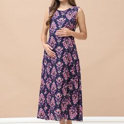 Secret Wish Women Printed Maternity Nightdress-image-11