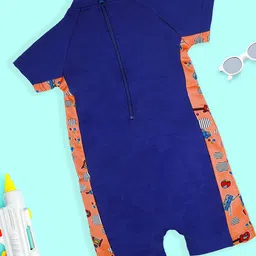 KiddoPanti Kids Printed Half Sleeve Mid Thigh Length Cut & Sew Swim Legsuit-image-79