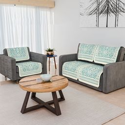 Kuber Industries Cream-Coloured & Blue 6 Pieces Printed Cotton 3 Seater Sofa Covers-picture-7