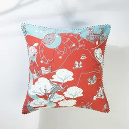 FREEDOM TREE Mindscape Red & White Printed Cotton Square Cushion Cover-45