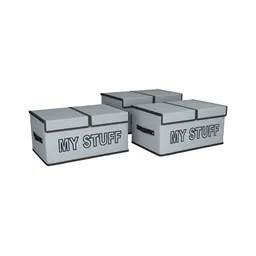 Aura Grey 3 Pieces My Stuff-Printed Double Lid Large 2 Compartments Drawer Organisers-11