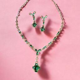 Anouk Rhodium-Plated Cubic Zirconia Studded Jewellery Set-image-92