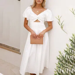 MIAKEE Flutter Sleeve Fit & Flare Midi Dress-image-44