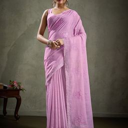 Mitera Floral Embroidered Saree With Blouse Piece-picture-26