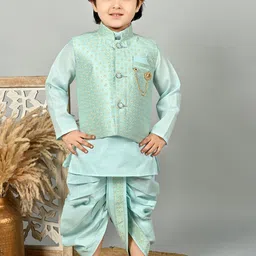 BT DEZINES Boys Floral Regular Thread Work Kurta with Dhoti Pants-57