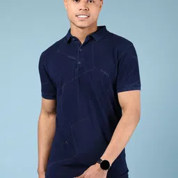 V-Mart Men Printed Polo Collar Pockets Slim Fit T-shirt-image-91