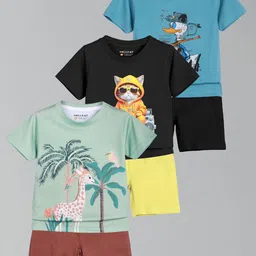 HELLCAT Boys Pack Of 3 Printed Short Sleeves T-shirt With Shorts-image-79