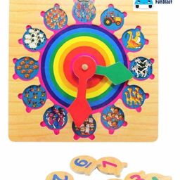 FunBlast Wooden Clock Time Telling Toy - Multicolor image 2