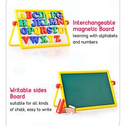 Babyhug Junior 2 in 1 Magnetic Letters and Numbers Learning & Writing Board with Duster & Chalk 36 pieces- Multicolour image 2