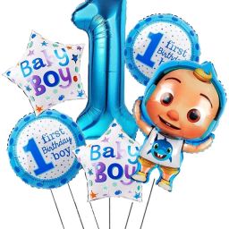 Printed Cocomelon Foil Balloon set children 1st birthday decoration cartoon little boy Balloon Bouquet-13