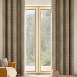 haus & kinder Mosaic Mirage Brown & White 2 Pieces Printed Room Darkening Door Curtains-picture-2