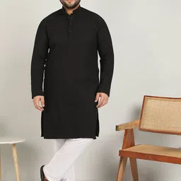 ADWYN PETERPlus Size Geometric Printed Mandarin Collar Pure Cotton Straight Kurta-37
