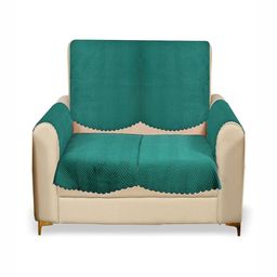 Fashion Throw Teal Velvet 4 Piece Sofa Cover With Arms-image-65