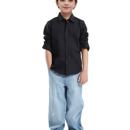 RARE ONES Boys Solid Spread Collar Cotton Casual Shirt-image-16