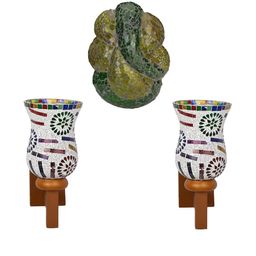 Somil Indore Mosaic Decorative Lamp Combo of Matching Wall Lamp & Blessing God Ganesh Wall Lamp, Multi Compatible with LED, Size: 13 X 13 X 27 Cm, Pack of 3.-image-61