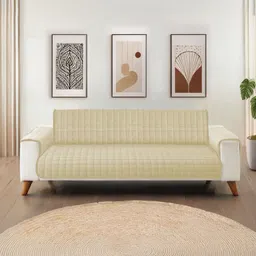 URBAN SPACE Beige 2 Seater Quilted Sofa Cover With Arms-image-38