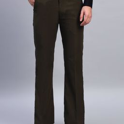 AXNIS Men Smart Bootcut Mid-Rise Easy Wash Pleated Cotton Formal Trousers-picture-5