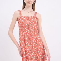 DressBerry Floral Print Shoulder Straps A-Line Dress-image-66
