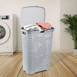 RUBOXA Grey Textured Laundry Bag With Lid 70 L-image-46