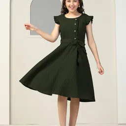 OMPAX Flutter Sleeve A-Line Dress-5