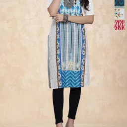 Anouk Rustic Selection Of 4 Geometric Printed Round Neck Straight Kurtas-4