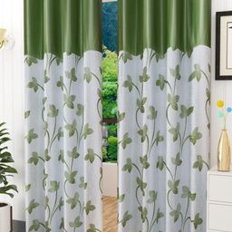 Galaxy Home Decor Green Set of 2 Floral Long Door Curtain-picture-23