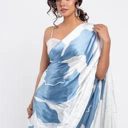 ASISA Abstract Printed Satin Saree image 3