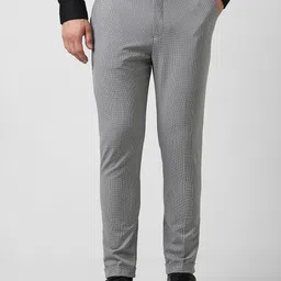 Van Heusen Men Textured Checked Slim Fit Formal Trousers-image-53