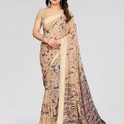 Moda Rapido Floral Printed Zari Saree with Blouse Piece-picture-40