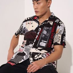 People Men Slim Fit Opaque Printed Casual Shirt-picture-6