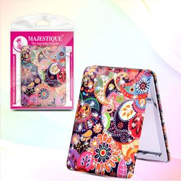 MAJESTIQUE Black & Orange Printed Double Sided Makeup Mirror-image-19