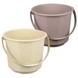 Kuber Industries Grey & Cream-Coloured 2 Pieces Cleaning & Storage Buckets-5 L Each-3