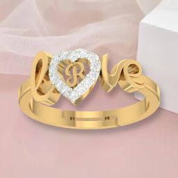Love Collection letter R Adjustable Valentine Heart Design Gold plated Ring Brass Cubic Zirconia Gold Plated Ring-image-46