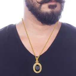 MEMOIR Unisex Pack Of 3 Gold-Plated Brass Musim Islamic Pendants with Chains-picture-43