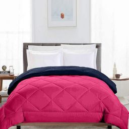 CHICERY Pink & Navy Blue AC Room 200 GSM Reversible Double Bed Comforter-image-66