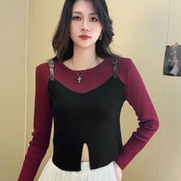 StyleCast Women Colourblocked Round Neck Long Sleeves Pullover-image-56