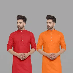 VS MALL Men Orange Kurtas-picture-38