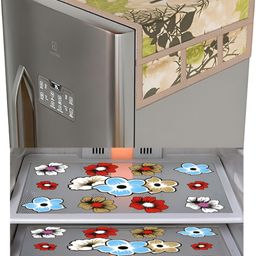 LooMantha 5-Pcs Blue & Red Printed Fridge Cover &Organizers-15