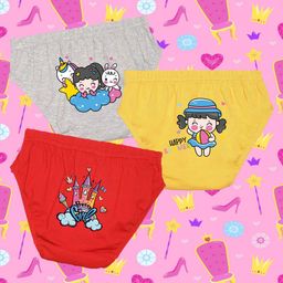 NUSYL Girls Pack Of 3 Printed Cotton Basic Briefs NUGCBRFPO3.0048-image-80