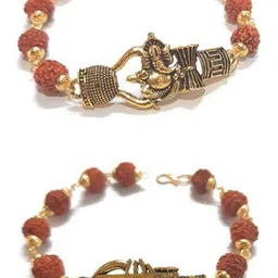 Divine souvenirs Unisex Set Of 2 Gold-Plated Artificial Beaded Link Bracelets-8