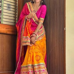 TINA FASHION Gotta Patti Bandhani Saree With Blouse Piece-image-47