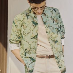 Andamen Men Premium Regular Fit Floral Printed Button-Down Collar Casual Shirt-image-66