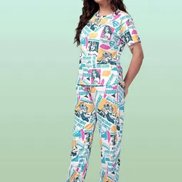 SAKARMAA Conversational Printed Tshirt & Payjama Night suit-image-39