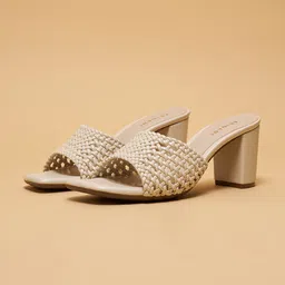 ERIDANI Ethnic Block Sandals with Laser Cuts-6