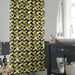 ArtzFolio Yellow & Green Printed Waterproof Shower Curtain-image-85