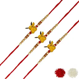 MEIRA JEWELLERY 5-Pcs Rakhi With Roli Chawal & Greeting Card-image-98