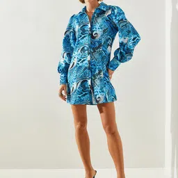 BIANCO LUCCI Floral Print Shirt Dress-image-90