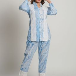 Zolo Label Tie and Dye Pure Cotton Lace Detail Shirt With Trousers-image-83
