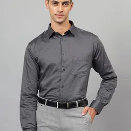 Cantabil Men Spread Collar Solid Cotton Formal Shirt-picture-4